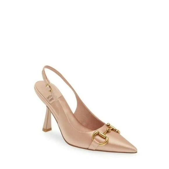 Jeffrey Campbell Estella Pointed Toe Satin Heels with Metallic Detail 10 - Picture 2 of 10